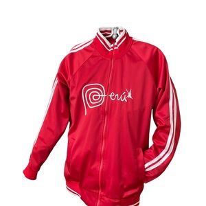 Peru SM Mens Red White zipper Jacket Front back embroidered logo